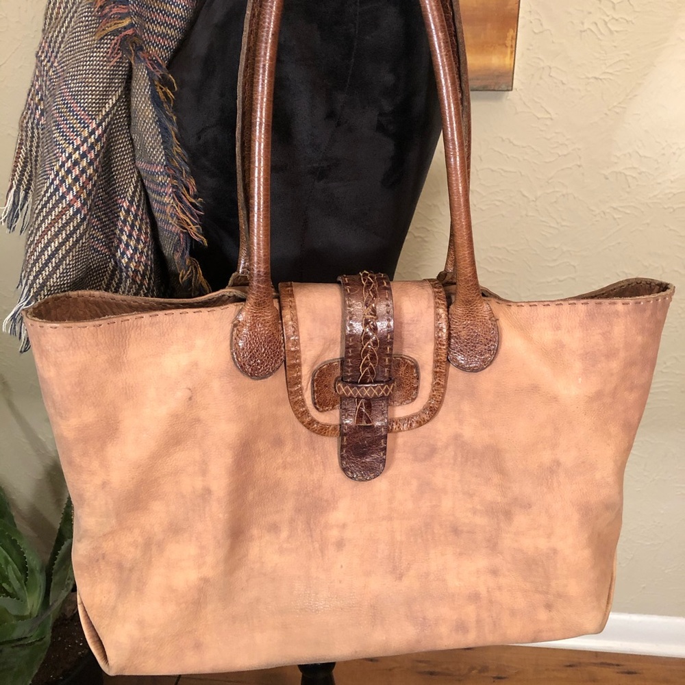 Carla Mancini Soft Leather Nubuck Tote